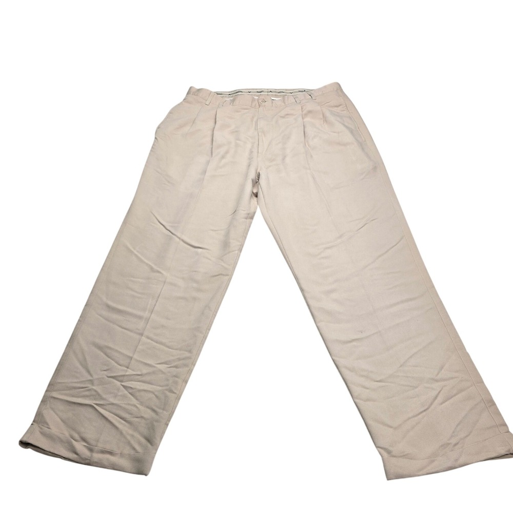 Callaway Golf Trousers‎ Mens 40x32 Tan Pleated Cuffed Rayon Blend